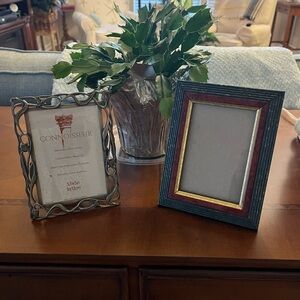 Gold picture frame & Green frame with burgundy and gold trim.
